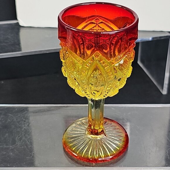 8pc Set Cadmium Amberina Cordial MCM Vintage Water Wine Glasses Rare WOW! - Picture 14 of 16